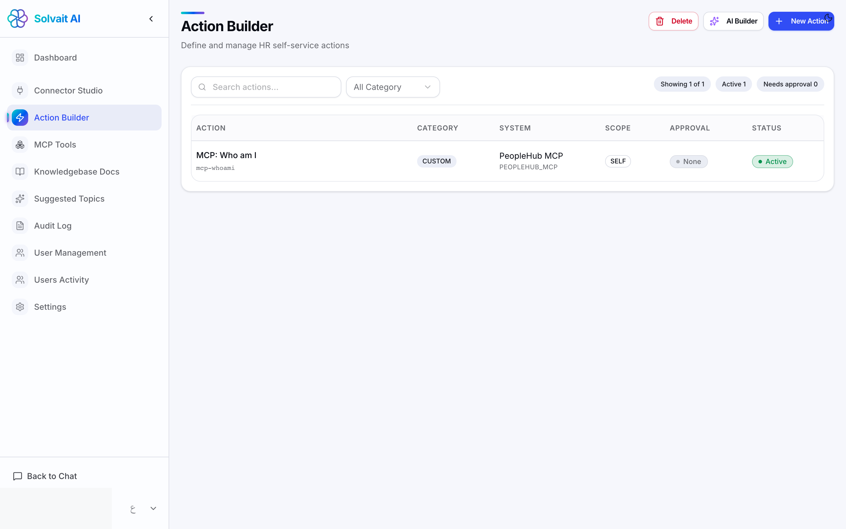 HR Assistant Action Builder