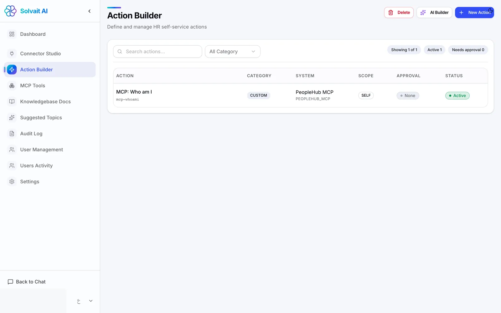 HR Assistant Action Builder