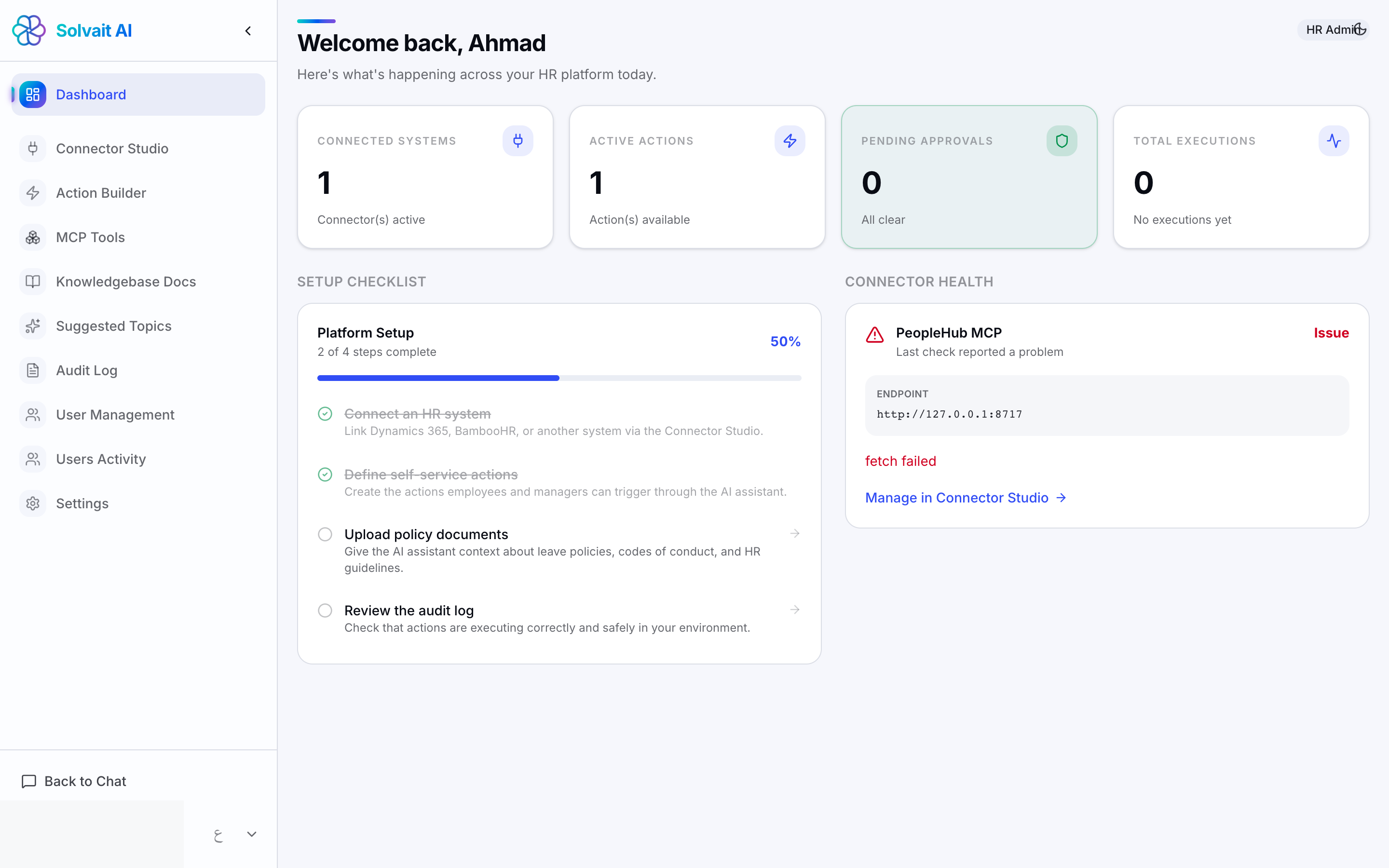 HR Assistant admin dashboard