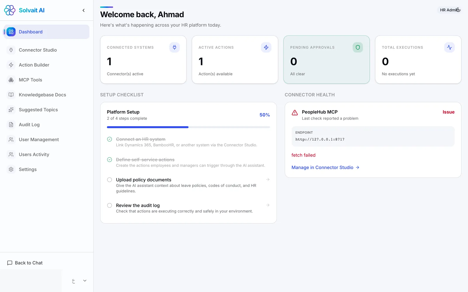 HR Assistant admin dashboard